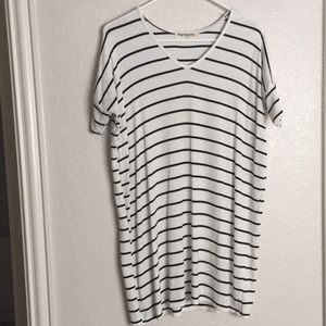 Black and White Striped Loose Dress